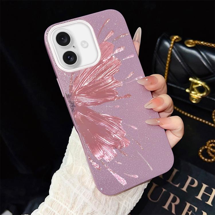 For iPhone 17 Half Butterfly Pattern IMD Glitter PC Hybrid TPU Phone Case