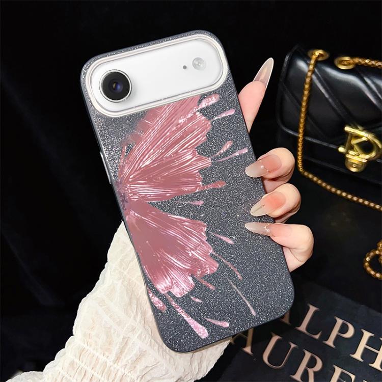 For iPhone Air Half Butterfly Pattern IMD Glitter PC Hybrid TPU Phone Case