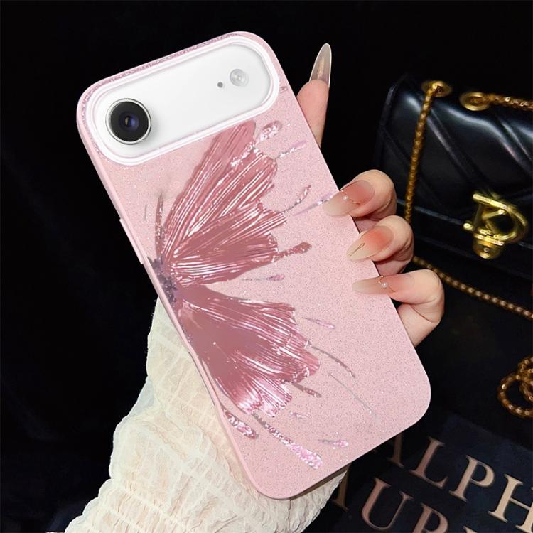 For iPhone Air Half Butterfly Pattern IMD Glitter PC Hybrid TPU Phone Case