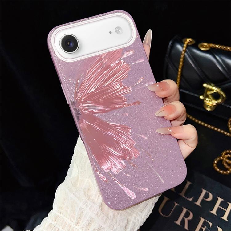 For iPhone Air Half Butterfly Pattern IMD Glitter PC Hybrid TPU Phone Case