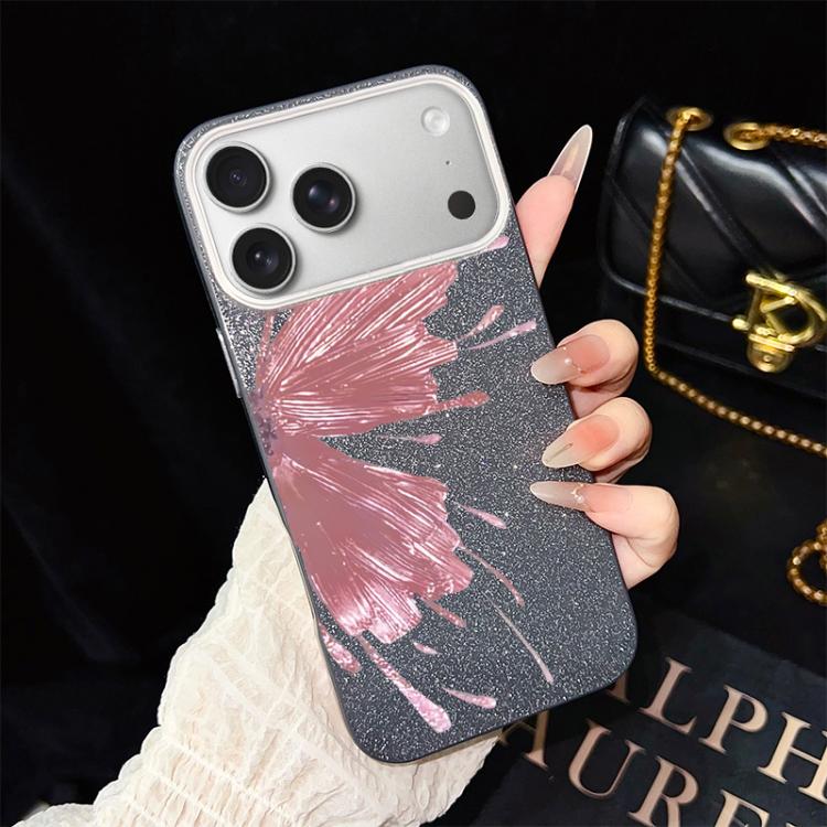 For iPhone 17 Pro Half Butterfly Pattern IMD Glitter PC Hybrid TPU Phone Case
