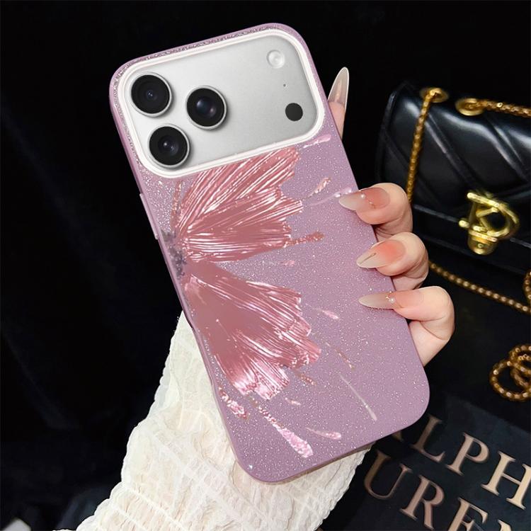 For iPhone 17 Pro Half Butterfly Pattern IMD Glitter PC Hybrid TPU Phone Case