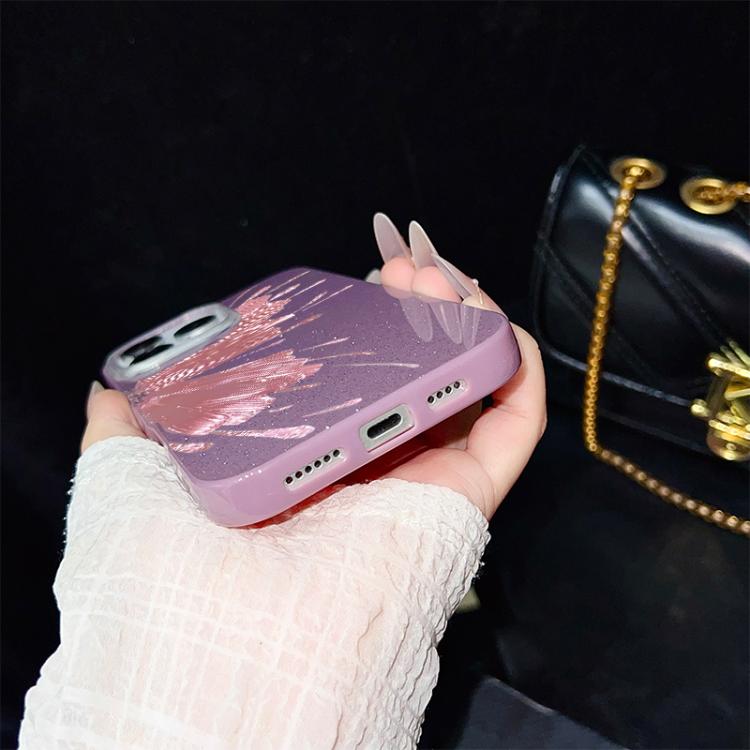 For iPhone 12 Pro Half Butterfly Pattern IMD Glitter PC Hybrid TPU Phone Case