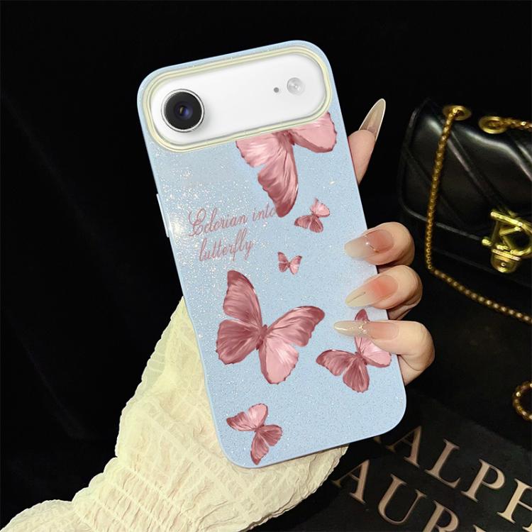 For iPhone Air Dreamy Butterflies Pattern IMD Glitter PC Hybrid TPU Phone Case