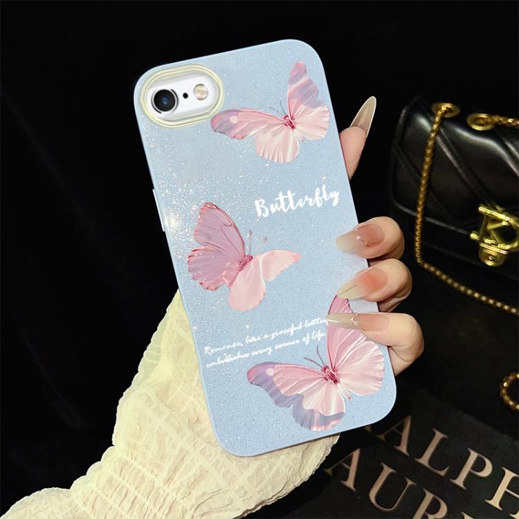 For iPhone 6 / 6s Gradient Butterflies Pattern IMD Glitter PC Hybrid TPU Phone Case