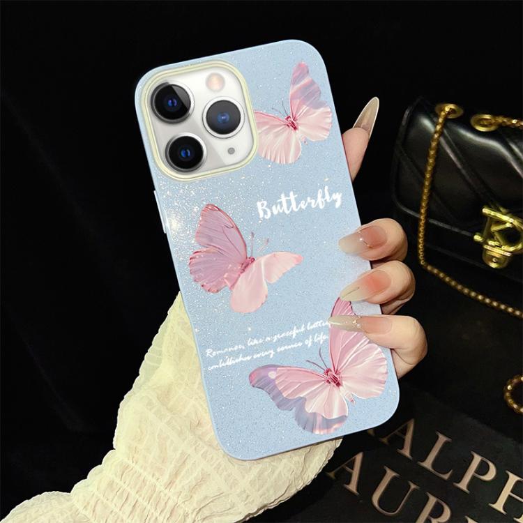 For iPhone 11 Pro Max Gradient Butterflies Pattern IMD Glitter PC Hybrid TPU Phone Case
