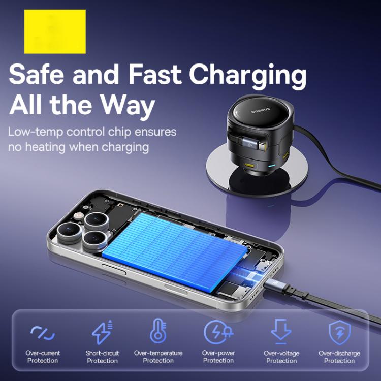Baseus Enjoyment Max 60W Type-C and Type-C Dual-Cable Edition Car Charger - Black
