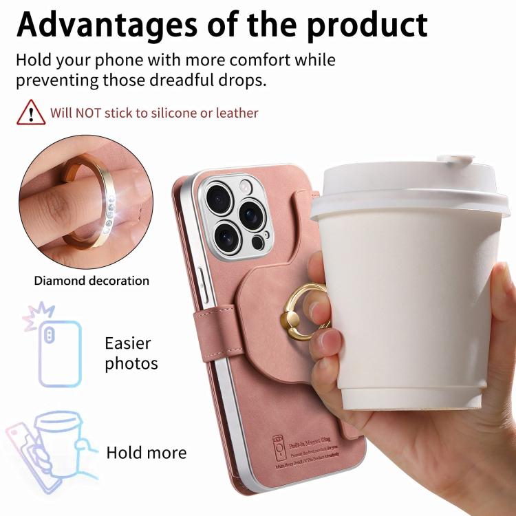 For iPhone 13 Pro Precision Hole Silver-Edged Ring RFID Blocking Zipper Wallet Magnetic Vegan Leather Phone Case