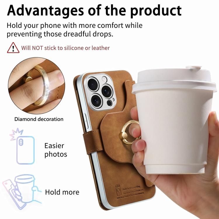 For iPhone 13 Pro Max Precision Hole Silver-Edged Ring RFID Blocking Zipper Wallet Magnetic Vegan Leather Phone Case