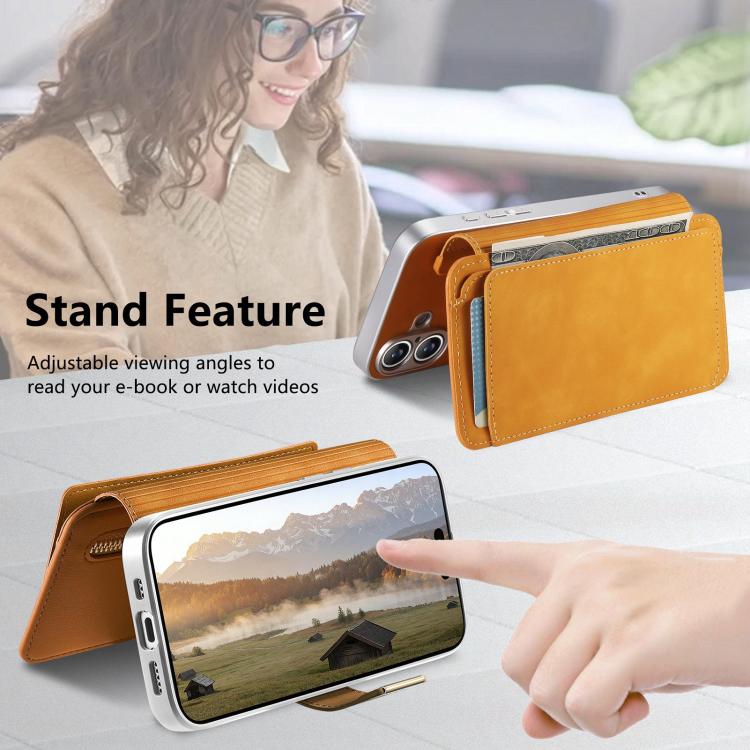 For iPhone 14 Pro Max Precision Hole Silver-Edged Ring RFID Blocking Zipper Wallet Magnetic Vegan Leather Phone Case