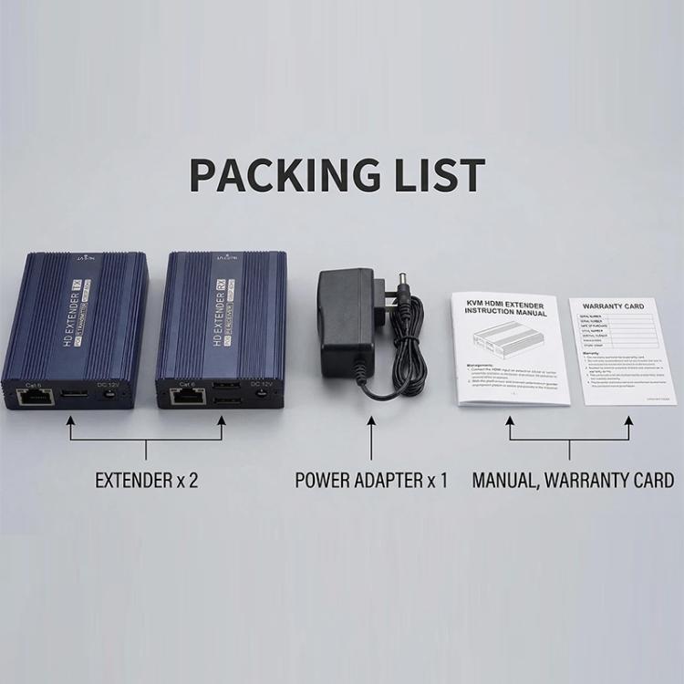 ET1815KVM 150m 1080P 60Hz HDMI Extender with Cat6 / RJ45 / KVM Port, Plug:AU Plug