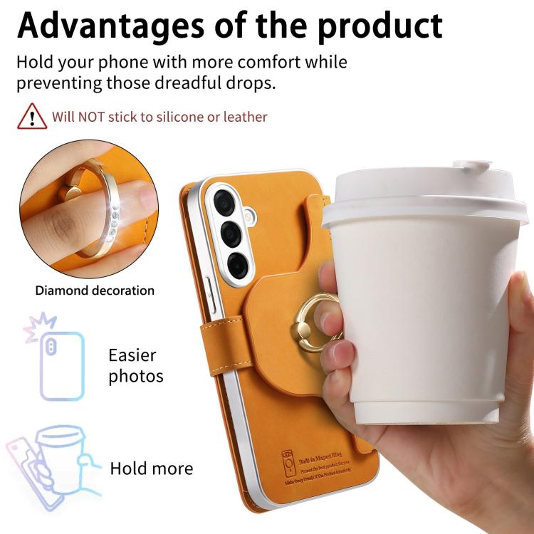 For Galaxy S26+ 5G Precision Hole Silver-Edged Ring RFID Blocking Zipper Wallet Magnetic Vegan Leather Phone Case