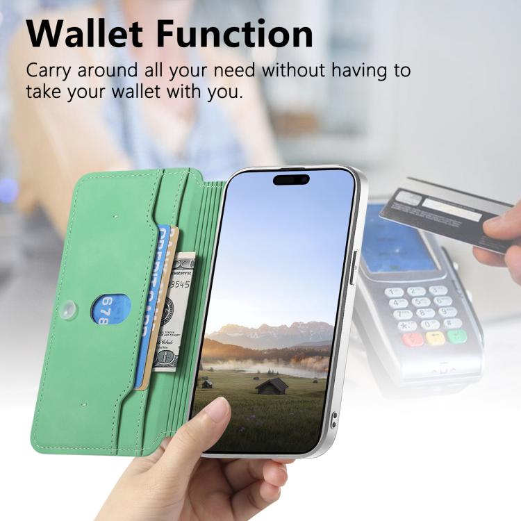 For iPhone 15 Pro Max CaseNeo Precision Hole Silver-Edged Magnetic Zipper Wallet Cross-Grain Vegan Leather Phone Case