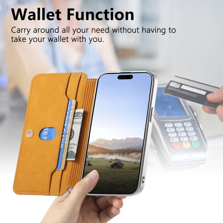 For iPhone 15 Plus CaseNeo Precision Hole Silver-Edged Magnetic Zipper Wallet Cross-Grain Vegan Leather Phone Case