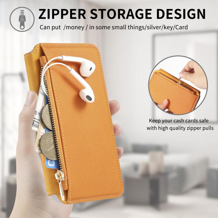 For iPhone 15 Plus CaseNeo Precision Hole Silver-Edged Magnetic Zipper Wallet Cross-Grain Vegan Leather Phone Case