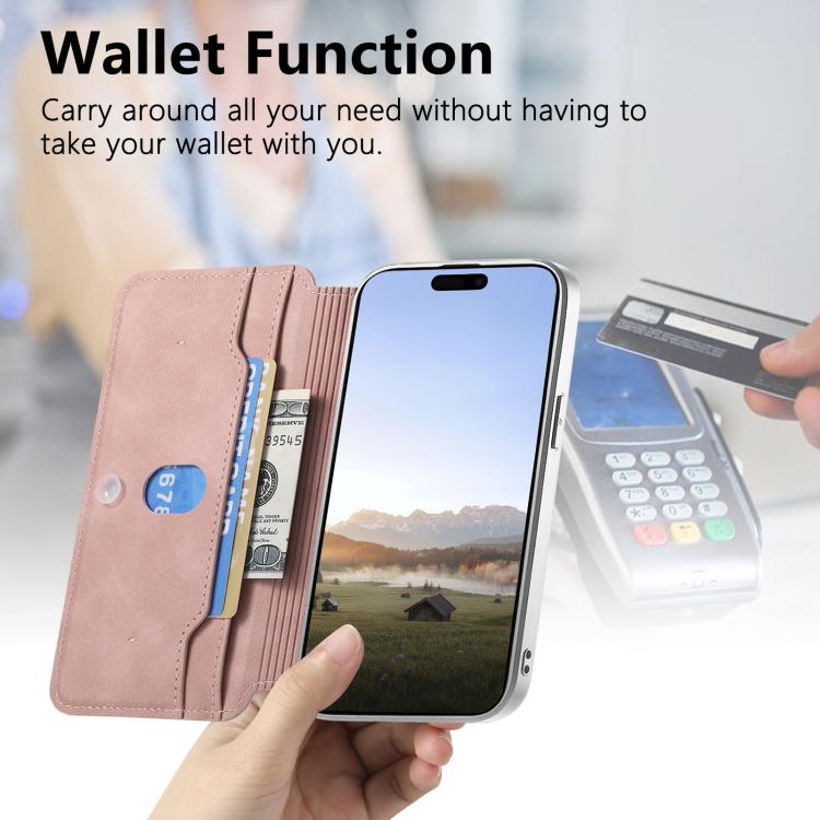 For iPhone 13 Pro Max CaseNeo Precision Hole Silver-Edged Magnetic Zipper Wallet Cross-Grain Vegan Leather Phone Case