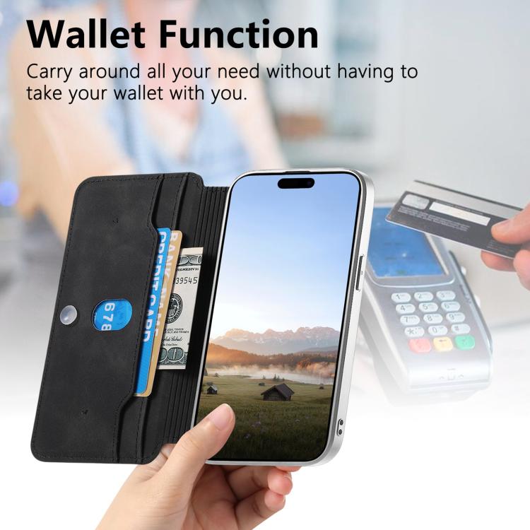 For iPhone 17 CaseNeo Precision Hole Silver-Edged Magnetic Zipper Wallet Cross-Grain Vegan Leather Phone Case