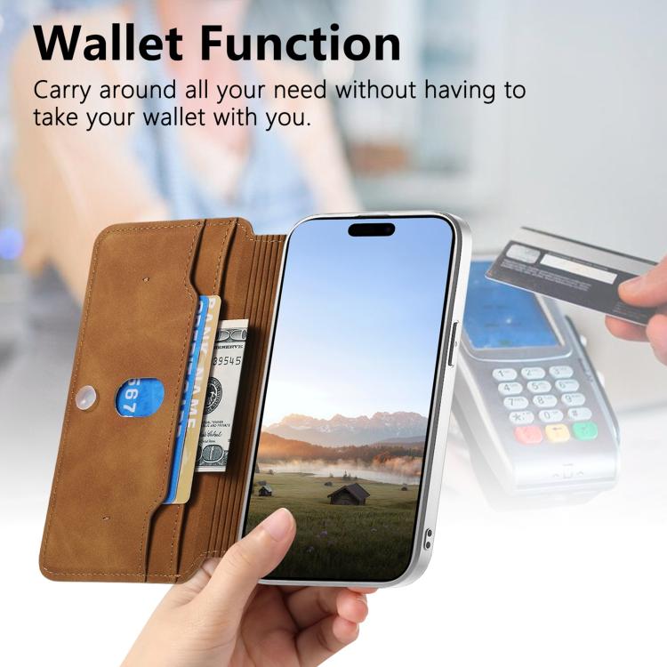 For iPhone 17 CaseNeo Precision Hole Silver-Edged Magnetic Zipper Wallet Cross-Grain Vegan Leather Phone Case