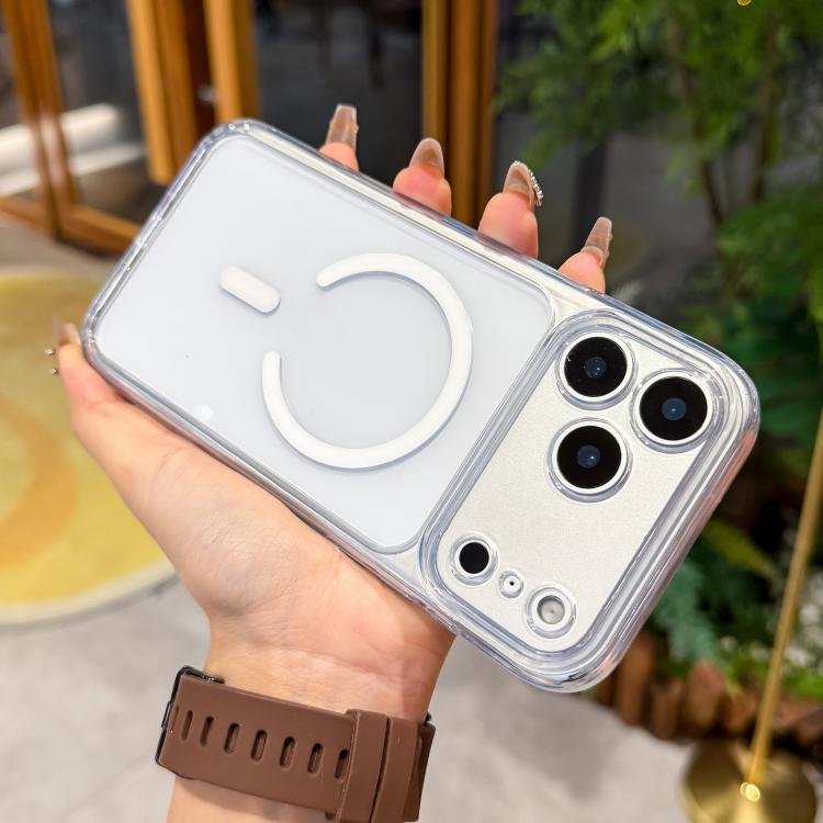 For iPhone 17 Pro Precise Hole Shockproof Magnetic TPU Hybrid Acrylic Transparent Phone Case