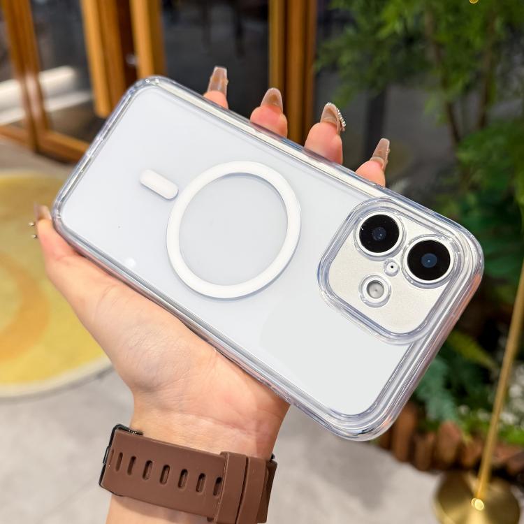 For iPhone 17 Precise Hole Shockproof Magnetic TPU Hybrid Acrylic Transparent Phone Case