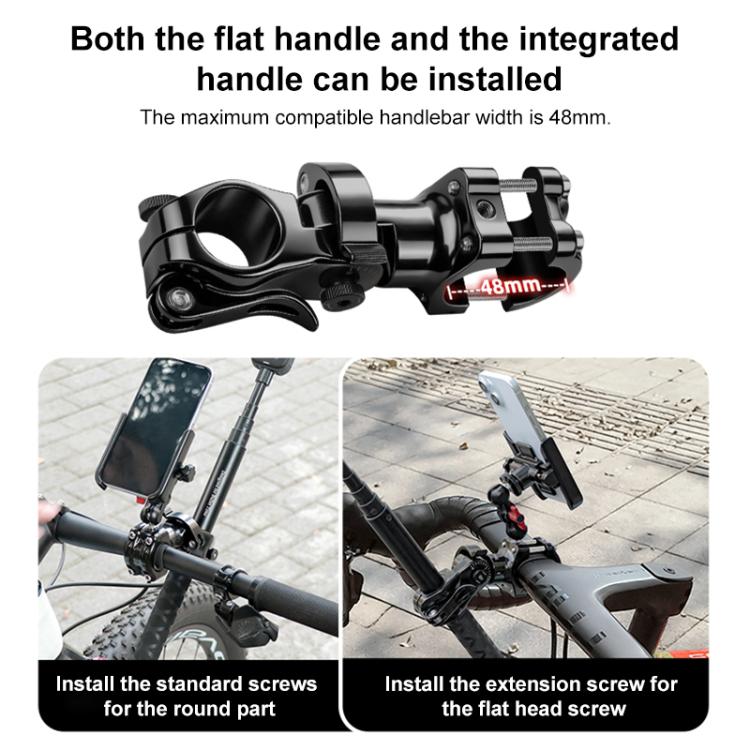 Aluminum Quick-Adjust Bicycle Extension Bar Mount Handlebar Tube Kit - Black