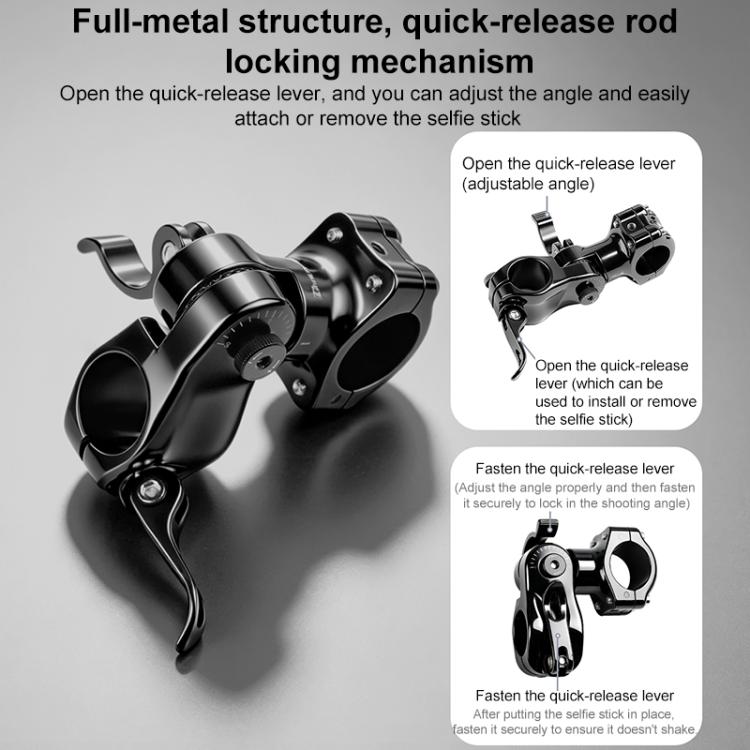 Aluminum Quick-Adjust Bicycle Extension Bar Mount Handlebar Tube Kit - Black