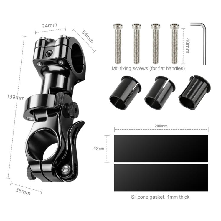 Aluminum Quick-Adjust Bicycle Extension Bar Mount Handlebar Tube Kit - Black