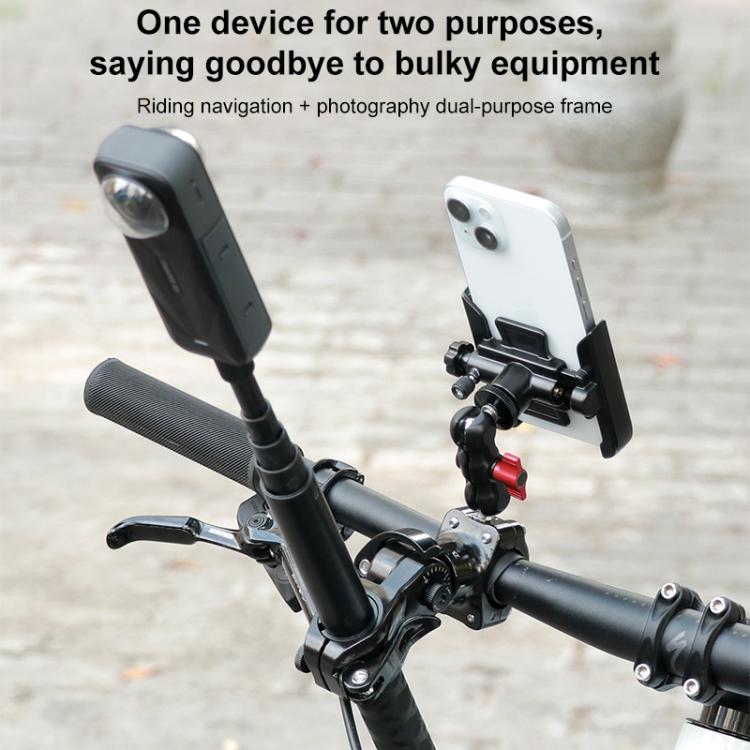 Aluminum Quick-Adjust Bicycle Extension Bar Mount Phone Clamp Kit - Black