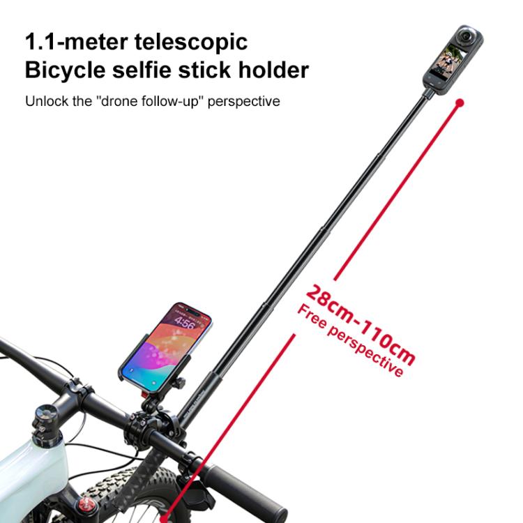 Aluminum Quick-Adjust Bicycle Extension Bar Mount Phone Clamp Kit - Black