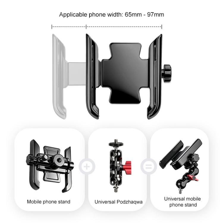 Aluminum Quick-Adjust Bicycle Extension Bar Mount Phone Clamp Kit - Black
