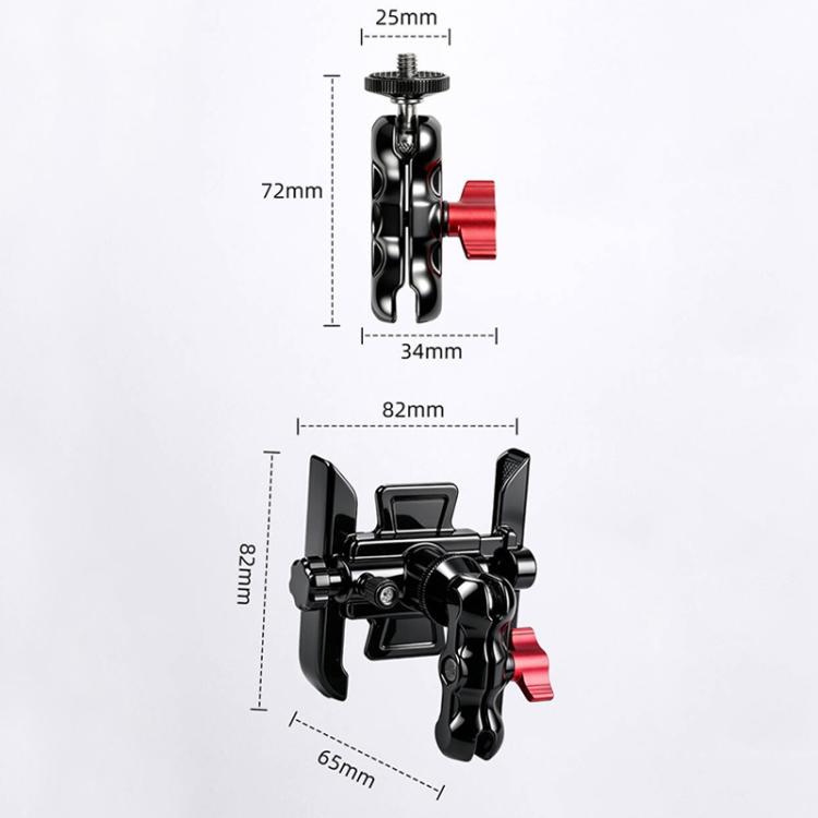 Aluminum Quick-Adjust Bicycle Extension Bar Mount Stick Tube Phone Clamp Combo Set - Black