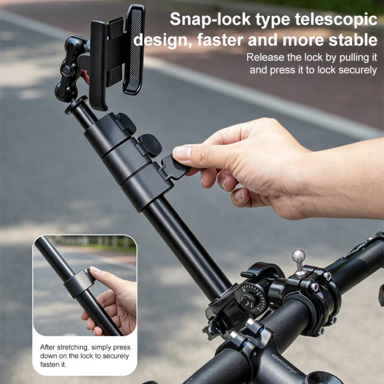 Aluminum Quick-Adjust Bicycle Extension Bar Mount Stick Tube Phone Clamp Combo Set - Black
