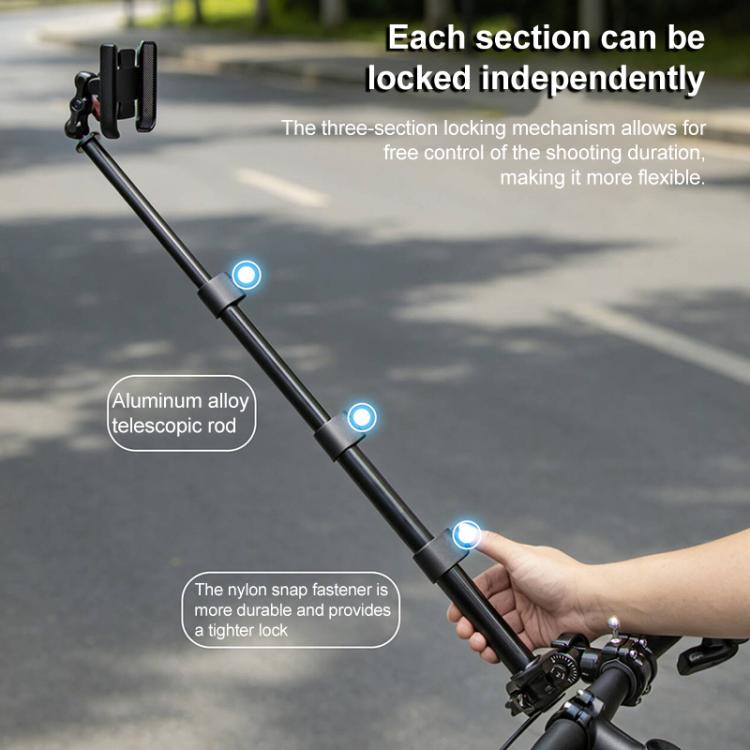 Aluminum Quick-Adjust Bicycle Extension Bar Mount Stick Tube Phone Clamp Combo Set - Black