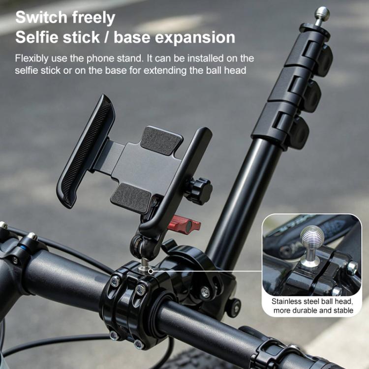 Aluminum Quick-Adjust Bicycle Extension Bar Mount Stick Tube Phone Clamp Combo Set - Black