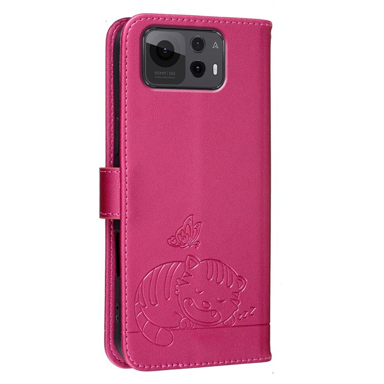 For Asus Zenfone 12 Ultra Cat Butterfly Embossed RFID Vegan Leather Phone Case with Strap