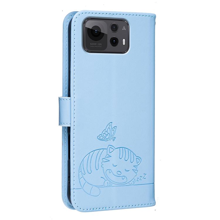 For Asus Zenfone 12 Ultra Cat Butterfly Embossed RFID Vegan Leather Phone Case with Strap