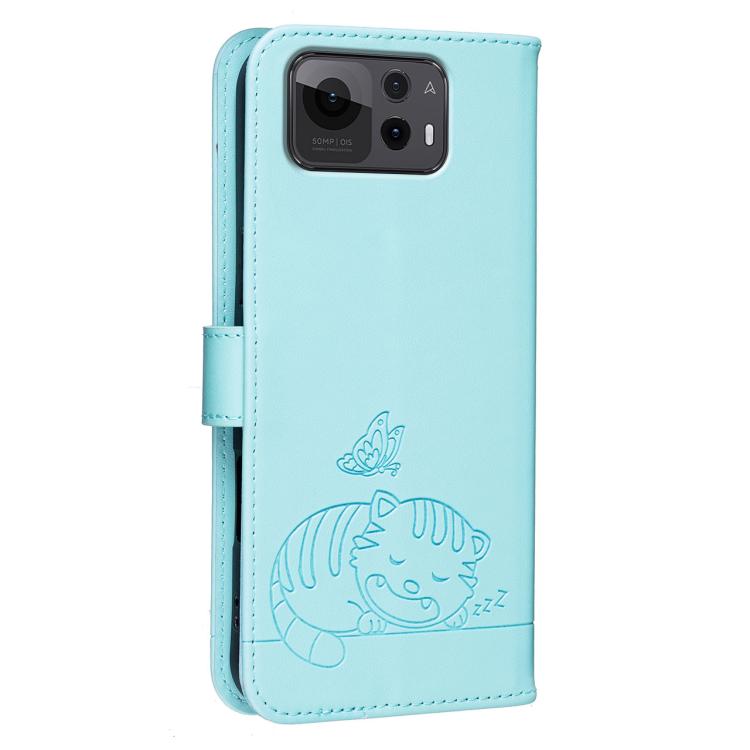 For Asus Zenfone 12 Ultra Cat Butterfly Embossed RFID Vegan Leather Phone Case with Strap