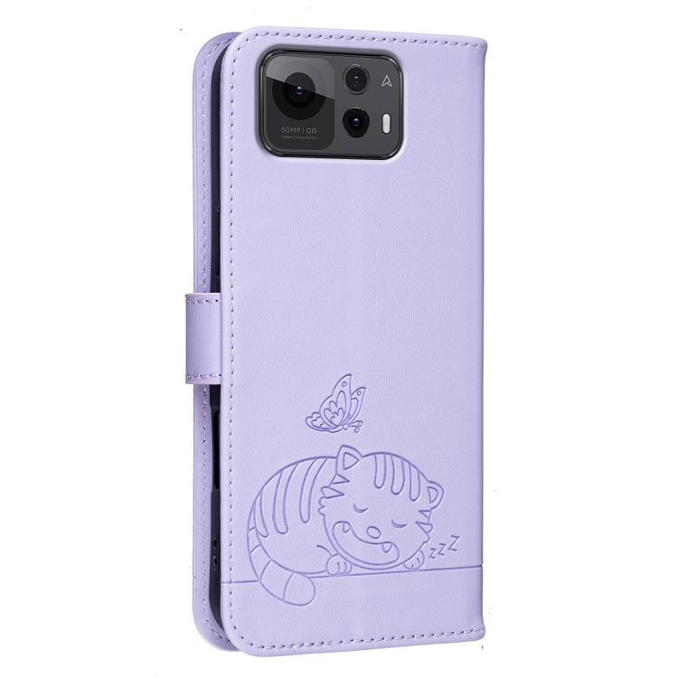 For Asus Zenfone 12 Ultra Cat Butterfly Embossed RFID Vegan Leather Phone Case with Strap