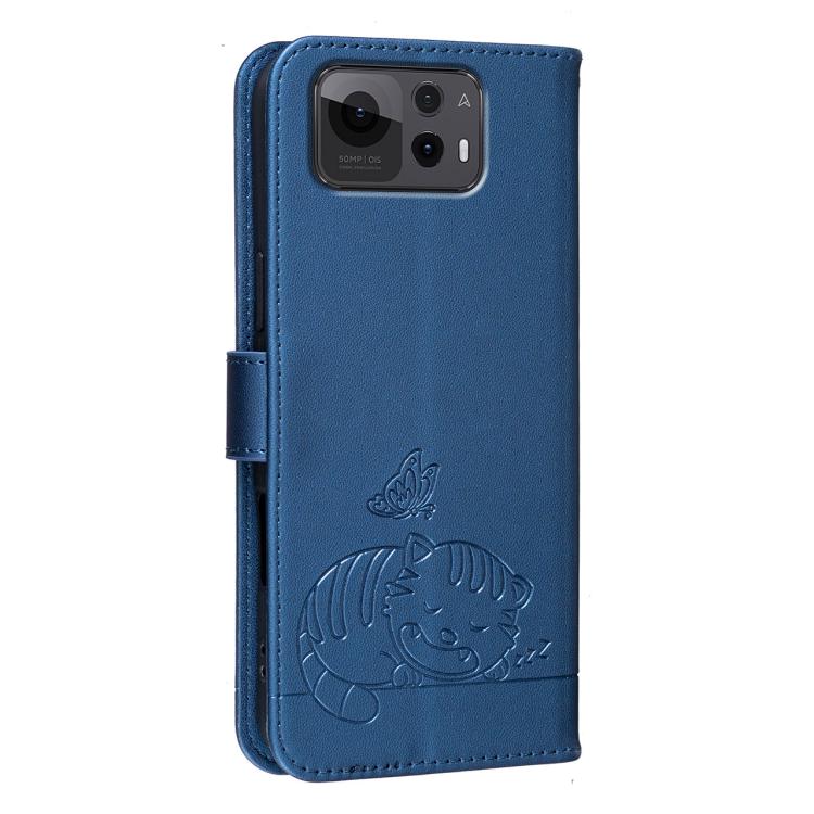 For Asus Zenfone 12 Ultra Cat Butterfly Embossed RFID Vegan Leather Phone Case with Strap