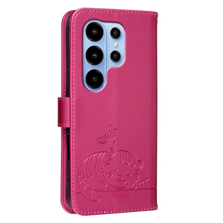 For Blackview WAVE 10 Cat Butterfly Embossed RFID Vegan Leather Phone Case with Strap