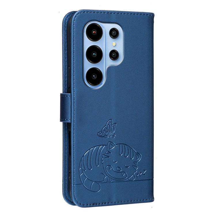 For Blackview WAVE 10 Cat Butterfly Embossed RFID Vegan Leather Phone Case with Strap
