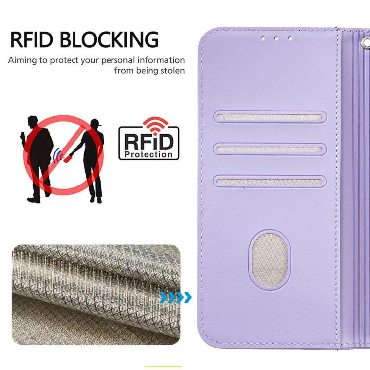 For Cubot Note 60 4G Cat Butterfly Embossed RFID Vegan Leather Phone Case with Strap
