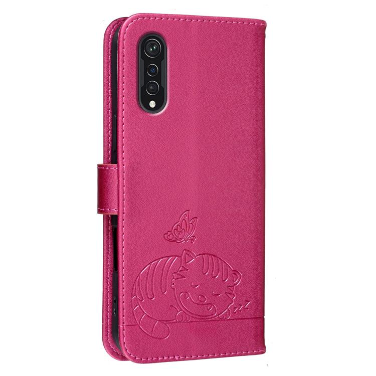 For Cubot X70 Cat Butterfly Embossed RFID Vegan Leather Phone Case with Strap