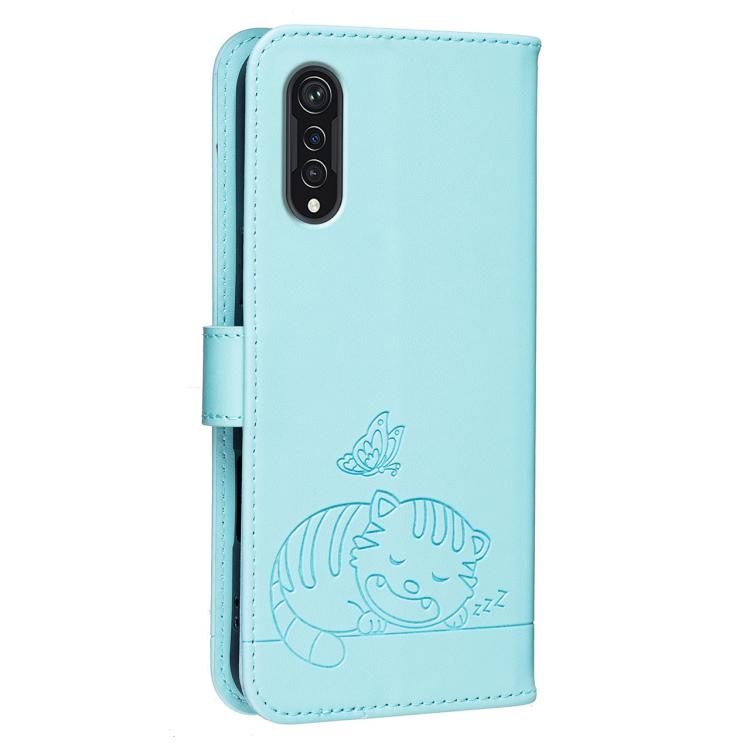 For Cubot X70 Cat Butterfly Embossed RFID Vegan Leather Phone Case with Strap