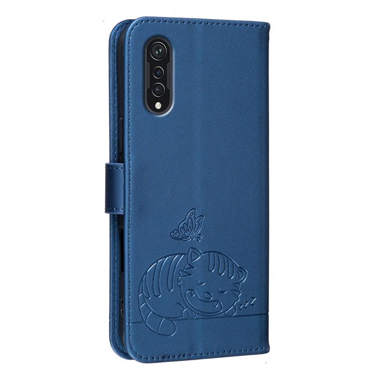 For Cubot X70 Cat Butterfly Embossed RFID Vegan Leather Phone Case with Strap