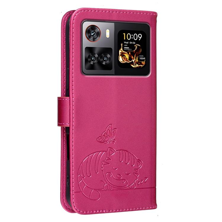 For Cubot X100 Cat Butterfly Embossed RFID Vegan Leather Phone Case with Strap