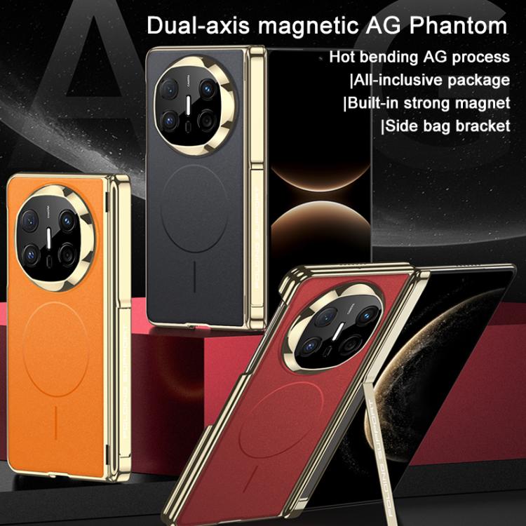For Huawei Mate X6 GKK Magnetic Dual Hinge AG Phantom Slim Ring Phone Case with Holder