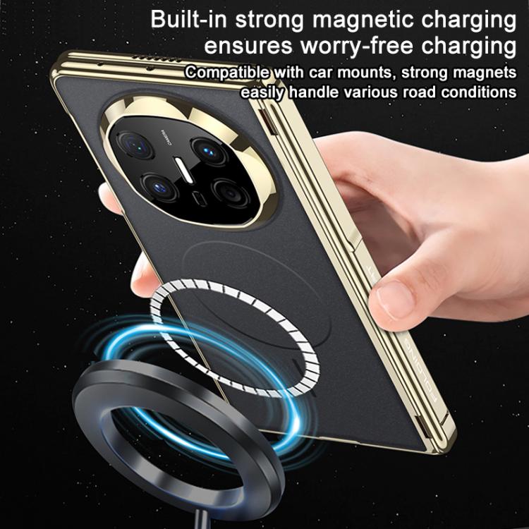 For Huawei Mate X6 GKK Magnetic Dual Hinge AG Phantom Slim Ring Phone Case with Holder