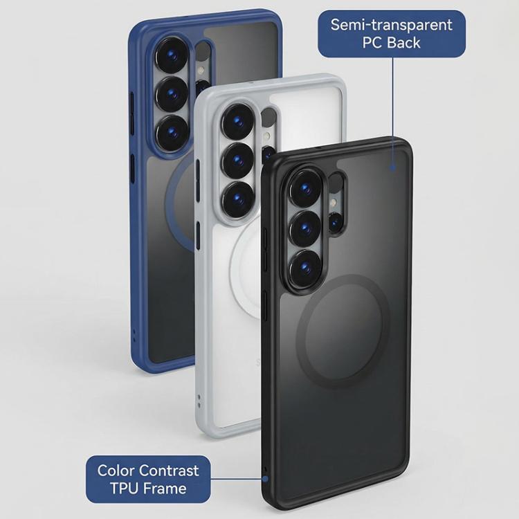 For Galaxy S26 5G Skin Feel Series Matte Color Contrast Magnetic PC Hybrid TPU Phone Case