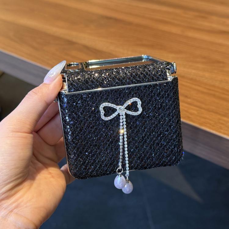 For Huawei Pura X Sparkling Glitter Pearl Tassel Bow Shockproof Phone Case